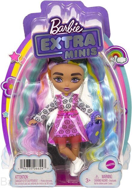 Кукла Barbie Экстра Minis с радужными хвостиками HHF82