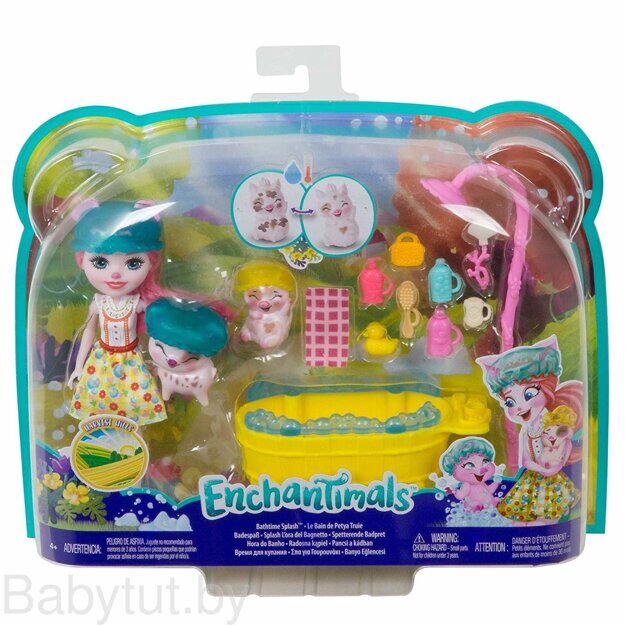 Игровой набор Энчантималс Веселое купание с куклой Петя Свинка GJX36
