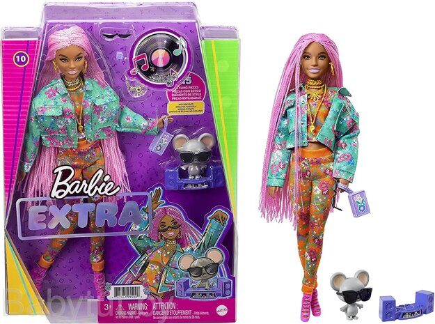Кукла Barbie Экстра c розовыми афрокосичками GXF09