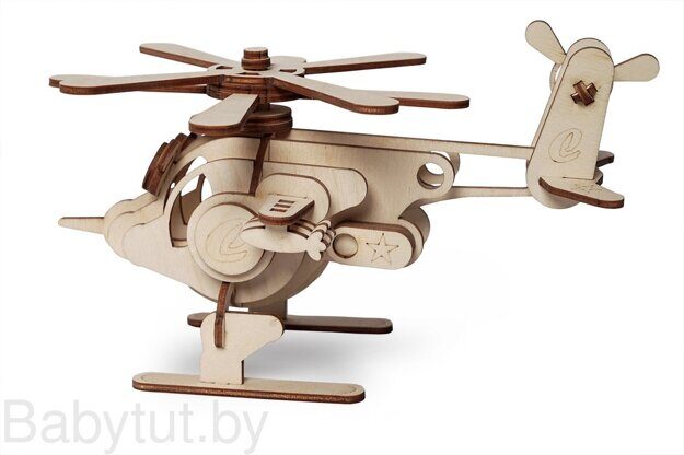 Деревянный 3D конструктор Lemmo Вертолет Серж 0056