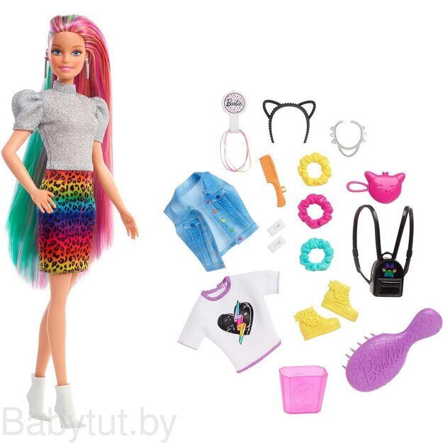 Игровой набор Barbie Разноцветные волосы GRN81