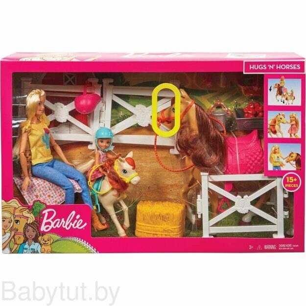 Игровой набор Barbie Барби, Челси и любимые лошадки FXH15