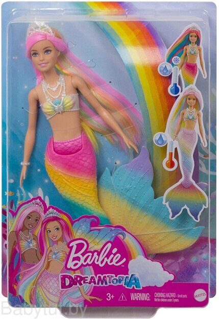 Кукла Barbie Dreamtopia Русалочка с разноцветными волосами GTF89