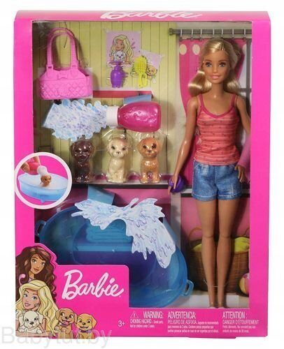 Игровой набор Barbie Купание щенков с куклой GDJ37