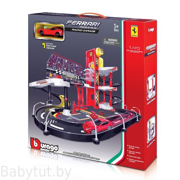 Паркинг BBurago 18-30197 Ferrari Racing Garage с машинкой