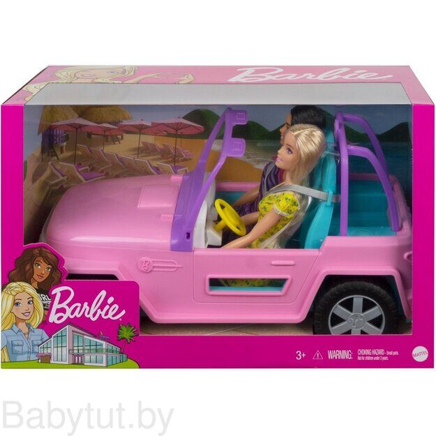 Игровой набор Barbie с подругой в розовом джипе GVK02
