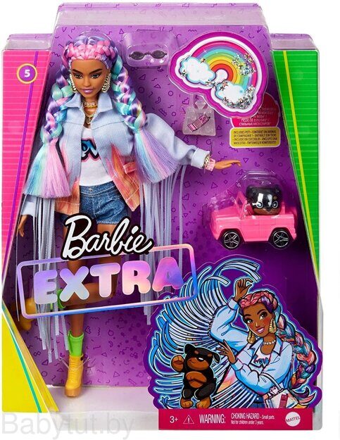 Кукла Barbie Экстра c радужными волосами GRN29