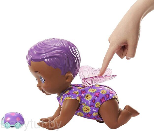 Кукла My Garden Baby Giggle & Crawl с фиолетовыми волосами HBH43