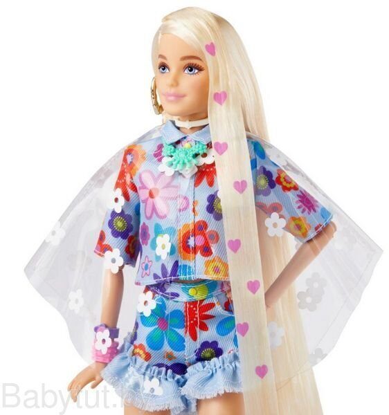 Кукла Barbie Экстра в цветочном наряде с сердечками HDJ45