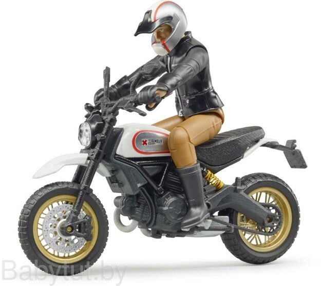 Игрушка Bruder Мотоцикл Ducati Scrambler Desert Sled с водителем 63051