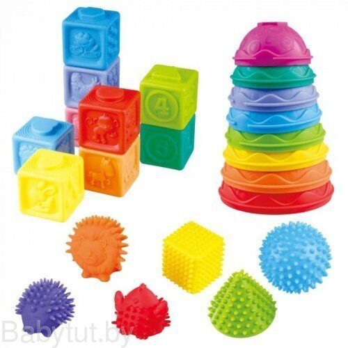 Развивающий набор мягких кубиков, формочек и животных PLAYGO