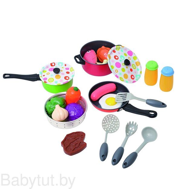 Детский набор посуды с продуктами (22 предмета) PlayGo