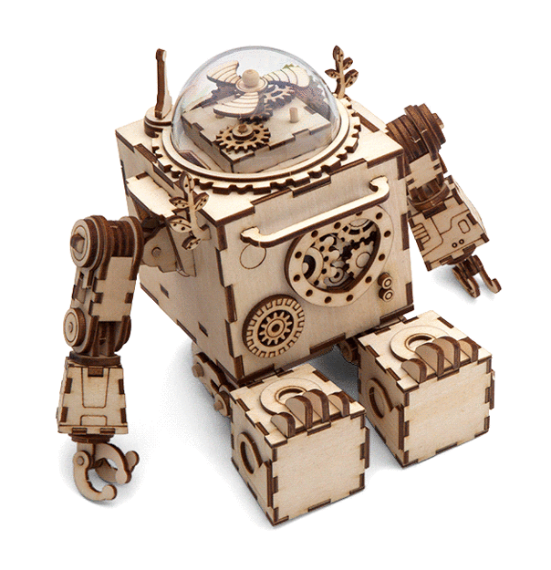 Деревянный 3D конструктор Robotime Музыкальный робот Орфей AM601