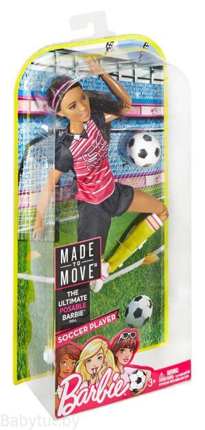 Кукла Барби Безграничные движения Barbie Made To Move - Футболистка (брюнетка)