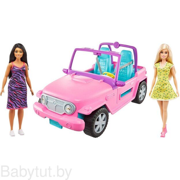 Игровой набор Barbie с подругой в розовом джипе GVK02