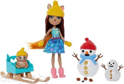 Игровой набор Энчантималс Снежные забавы c куклой Шарлотта Белка GNP16
