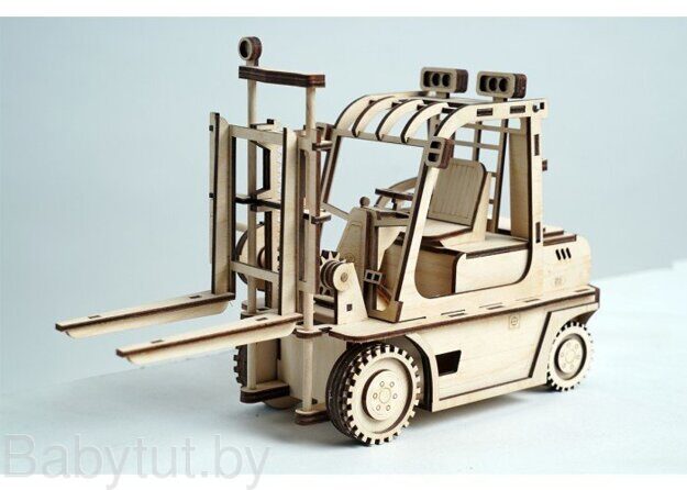 Деревянный 3D конструктор Lemmo Погрузчик с механизмом ПК-1