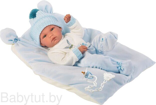 Пупс Llorens Малыш в голубом c одеяльцем 63555