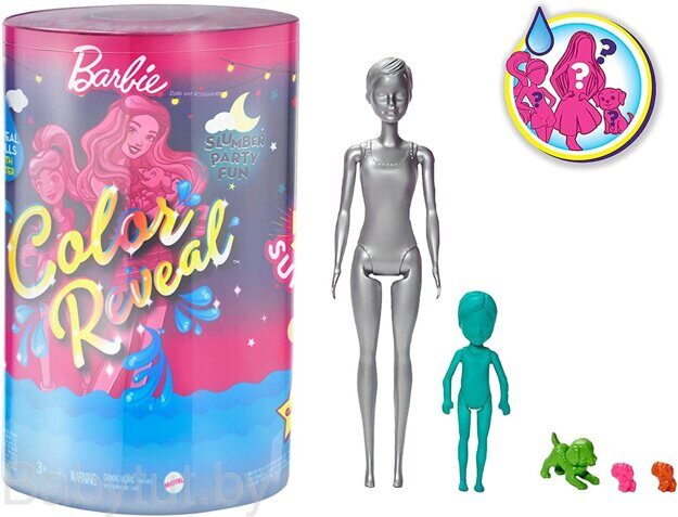 Игровой набор Barbie Color Reveal Пижамная вечеринка GRK14