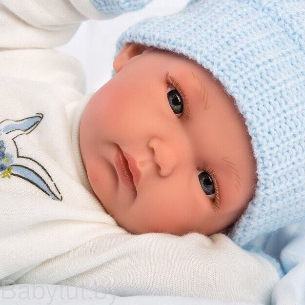 Пупс Llorens Малыш в голубом c одеяльцем 63555