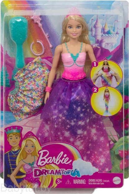 Кукла Barbie Дримтопия 2 в 1 Принцесса Русалочка GTF92