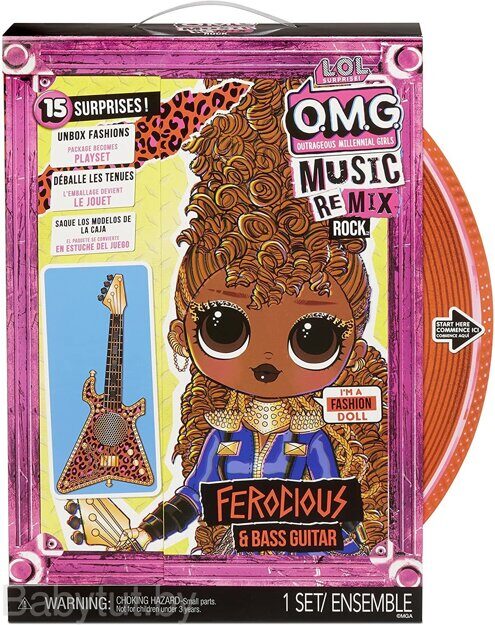 Кукла L.O.L. Surprise OMG Music Remix Rock Ferocious с бас-гитарой 577591