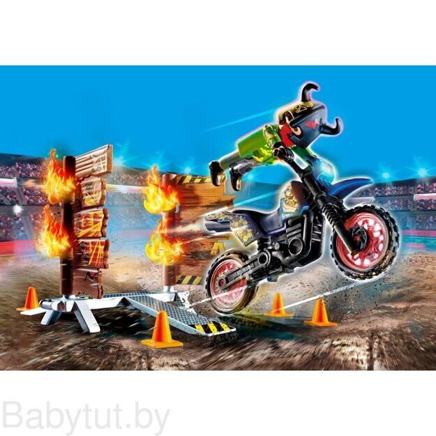 Конструктор Трюковое шоу Мотоцикл с горящим препятствием Playmobil 70553