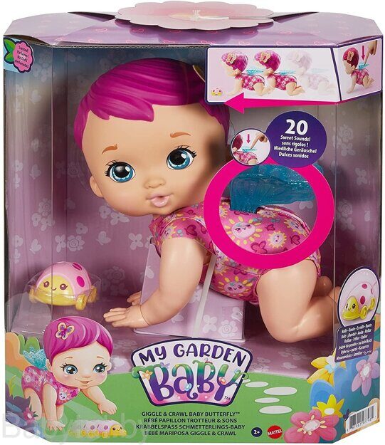 Кукла My Garden Baby Giggle & Crawl с розовыми волосами GYP31