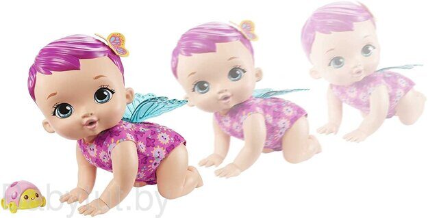 Кукла My Garden Baby Giggle & Crawl с розовыми волосами GYP31