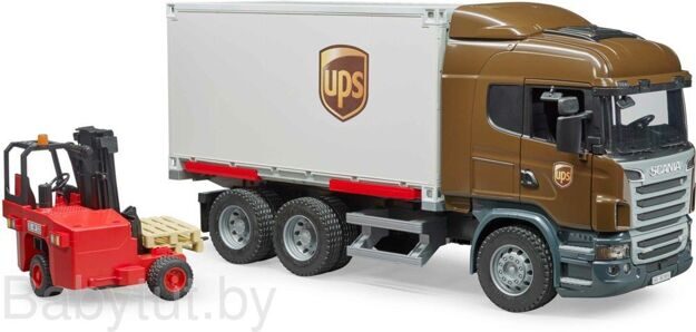 Игрушка Bruder Фургон UPS Scania с погрузчиком 03581
