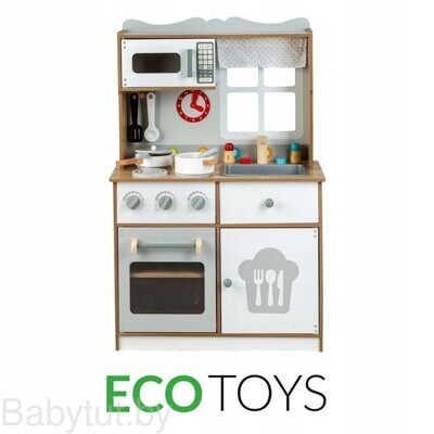 Детская кухня Eco Toys белая деревянная 7253