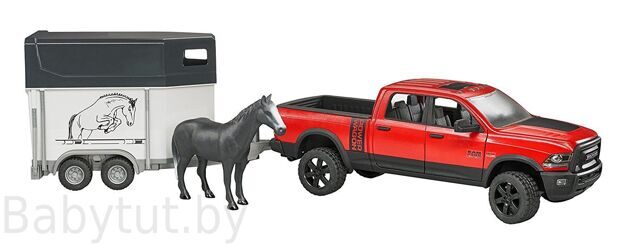 Пикап RAM 2500 Power Wagon с коневозкой и лошадью Bruder 02501