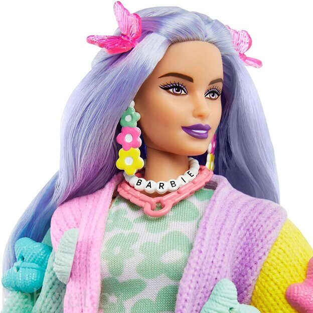 Кукла Barbie Экстра в кофточке с бабочками HKP95