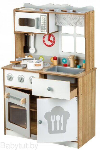 Детская кухня Eco Toys белая деревянная 7253