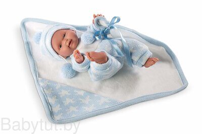 Пупс Llorens Новорожденный с голубым одеялом